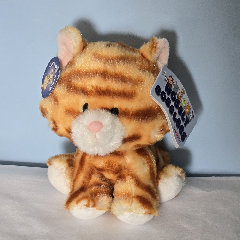 Striped Orange and White Stuffed Cat Toy